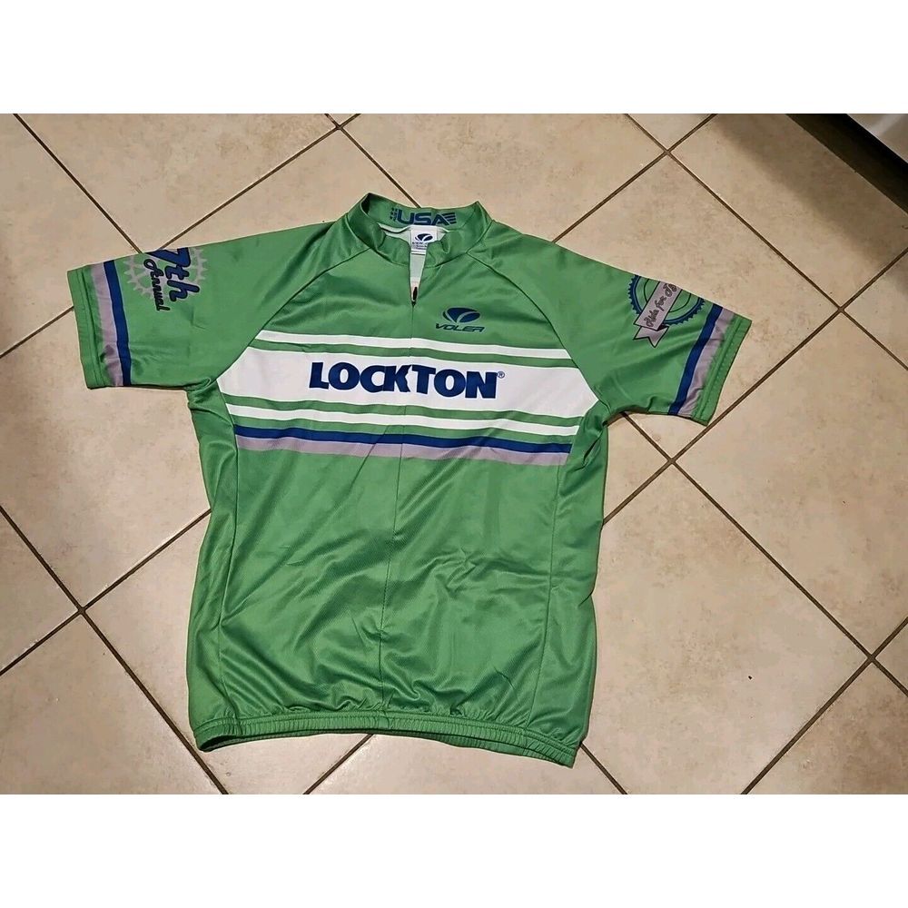Voler Cycling Jersey LOCKTON INSURANCE COURAGE CLASSIC XL Full Zip Pockets Green